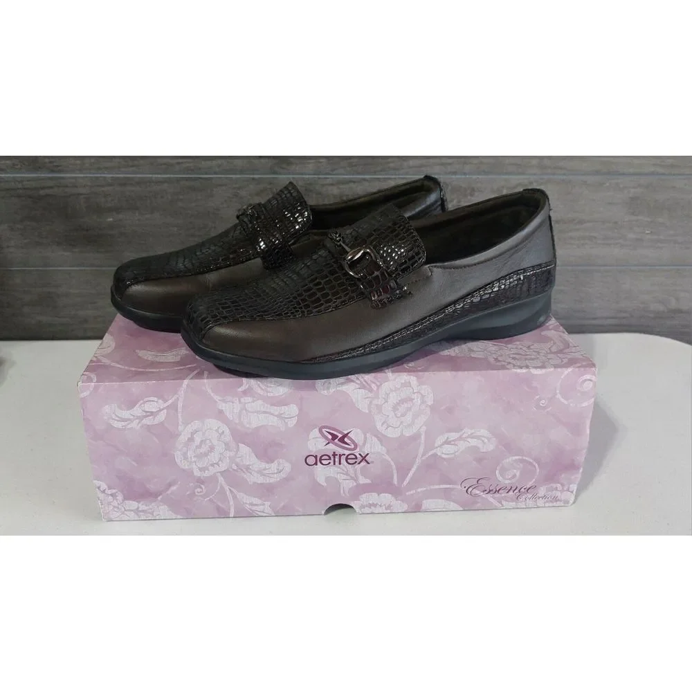 Detrex‎ Womens Comfort Leather Brown Slip On Shoes E251WM11 Size 11M NEW #362